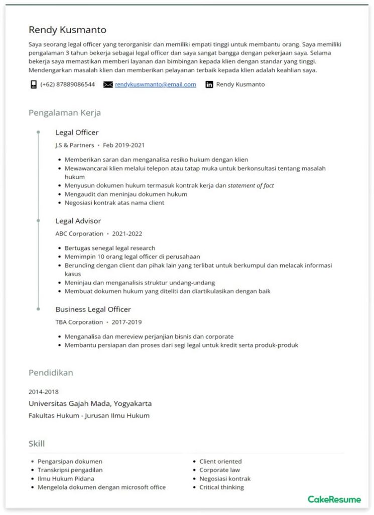 cv ats friendly bahasa indonesia
